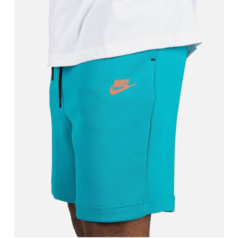 Nike Sportswear Tech Fleece Shorts CU4503-356 Aquamarine/Turf Orange Size XS